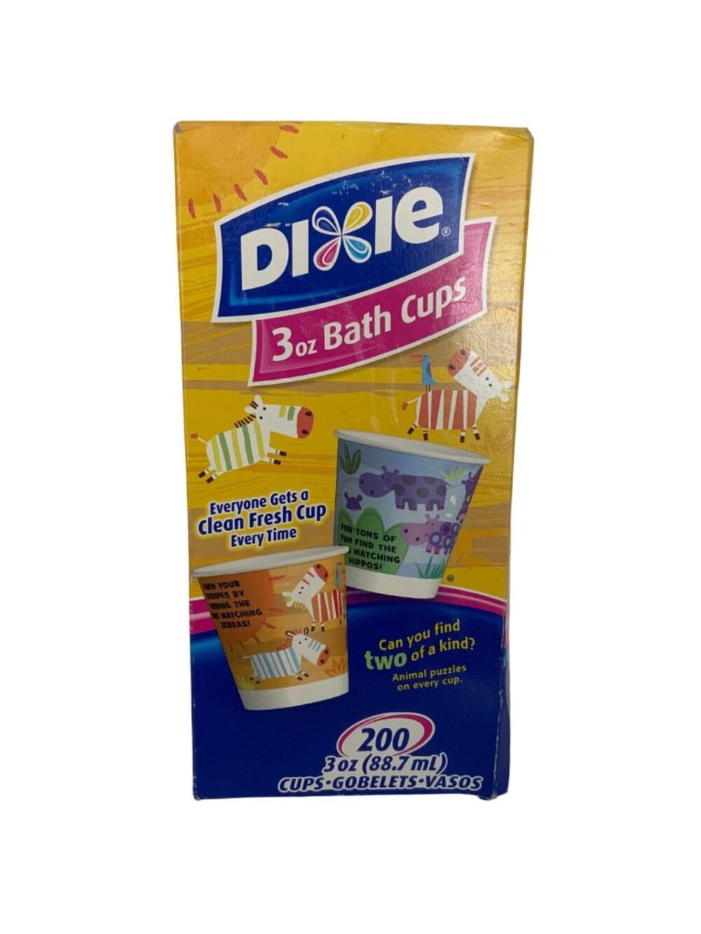 Dixie 3 oz Bath Cups 200 count Animal Puzzle Find the Match Design Disposable 20